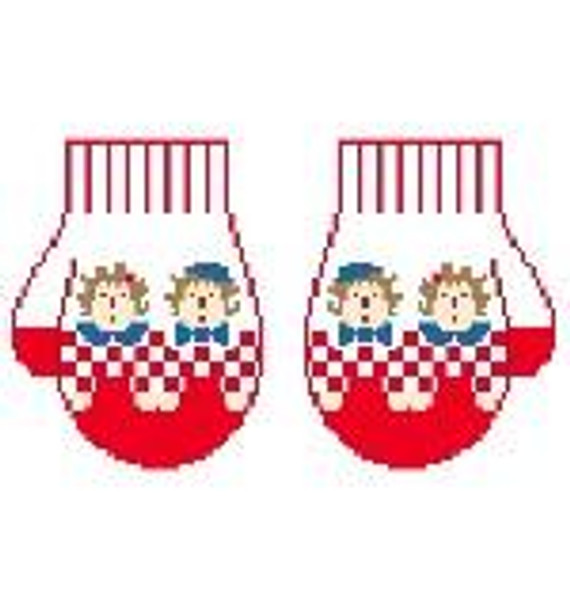 CO615 Raggedy Ann & Andy Mittens 7 x 3.75 Kathy Schenkel Designs