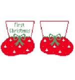 CO315 1st Xmas Booties/Rd,Grn Kathy Schenkel Designs 7 x 3.5
