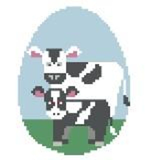 EO818 Mother Cow & Calf 2.75 x 3.75 18 Mesh Kathy Schenkel Designs