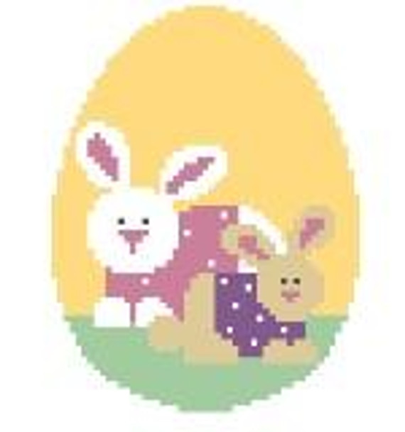 EO815 Mother Bunny & Baby, Yellow Egg 3 x 4 18 Mesh Kathy Schenkel Designs