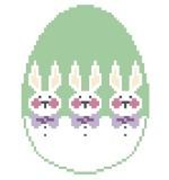 EO803 Bunnies Egg/Green 3 x 4 18 Mesh Kathy Schenkel Designs