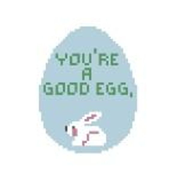 EO211 Bunny In Good Egg 2.25 x 2.75 18 Mesh Kathy Schenkel Designs