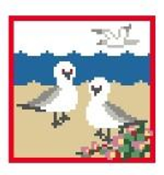 CT183 Seagulls Coaster Kathy Schenkel Designs 13ct 4 x 4