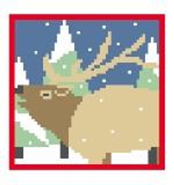 CT121 Elk Coaster Kathy Schenkel Designs 13ct 4 x 4