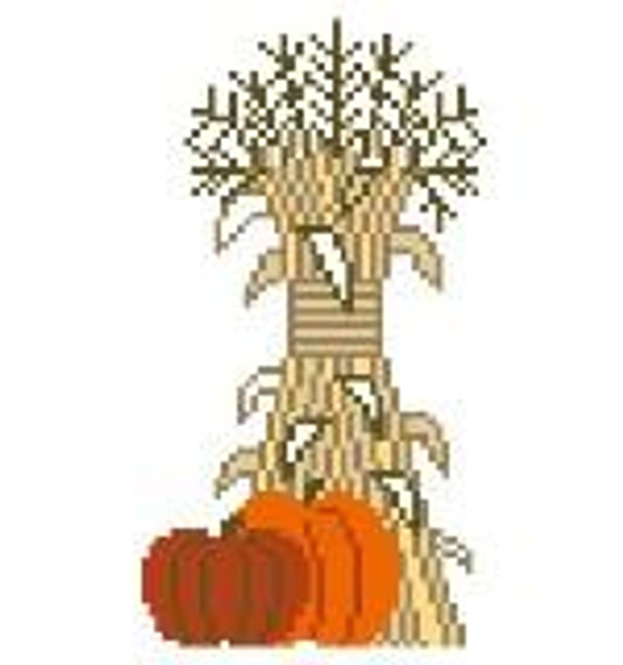 MP236 Cornstalks w/Pumpkins 3 x 5 18 Mesh Kathy Schenkel Designs