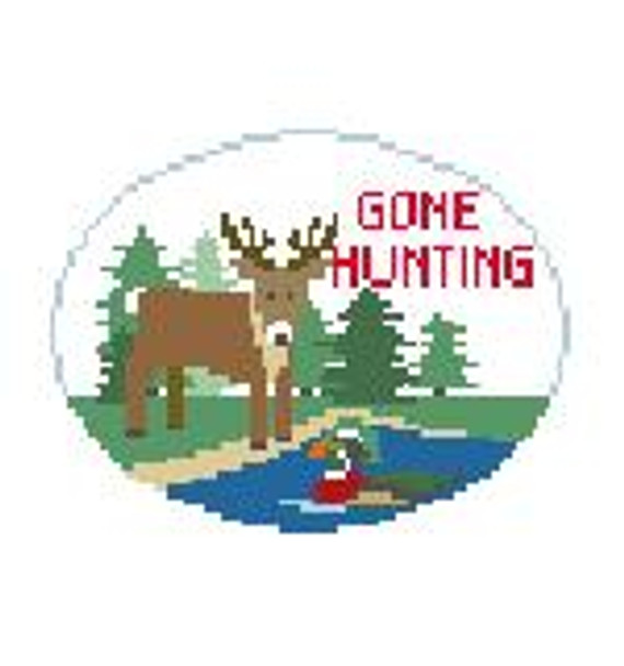 MO184 Gone Hunting Oval Kathy Schenkel Designs 4.5 x 3.25