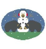 MO117 Bears w/Snowman Oval Kathy Schenkel Designs 4.5 x 3.25