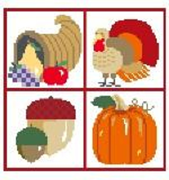 PW159 Thanksgiving Pillow 8 x 8 18 Mesh Kathy Schenkel Designs