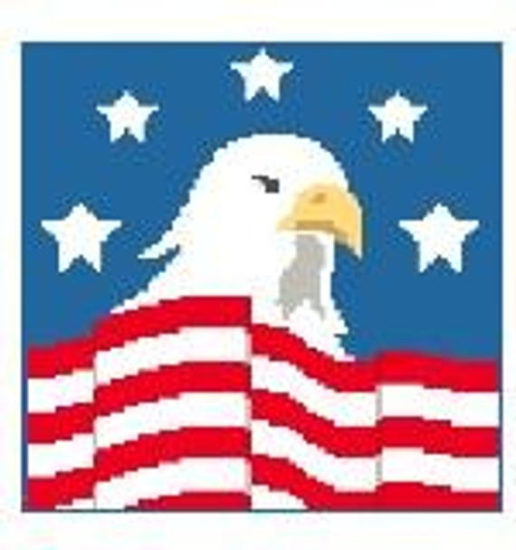 PW144 Patriotic Eagle 13ct 8 x 8 Kathy Schenkel Designs