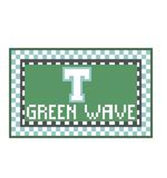 TL209A Tulane Green Wave 3.5 x 2 18 Mesh Kathy Schenkel Designs