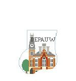 CM407U Depauw U, East College 4 x4 18 Mesh Mini Sock Kathy Schenkel Designs