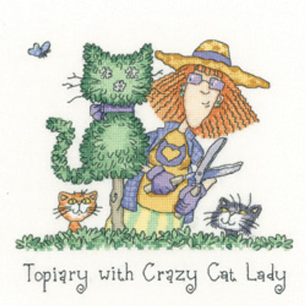 HCK1301A Heritage Crafts Topiary with Crazy Cat Lady - Cats Rule by Peter Underhill;