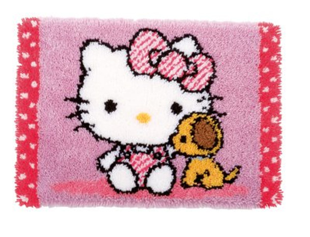 PNV155872 Vervaco Hello Kitty & Dog Latch Hook Rug