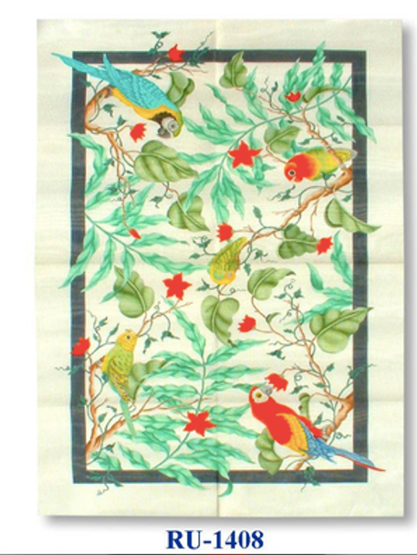 RU-1408 Exotic Birds 10 Mesh  32 x 48"  CBK Bettieray Designs