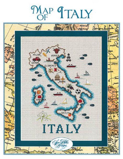 Italy Map by Sue Hillis Designs 7483 