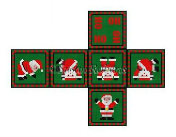 0206-18 Tumbling Santas, cube ornament #18 Mesh  2" cube cube Susan Roberts Needlepoint  