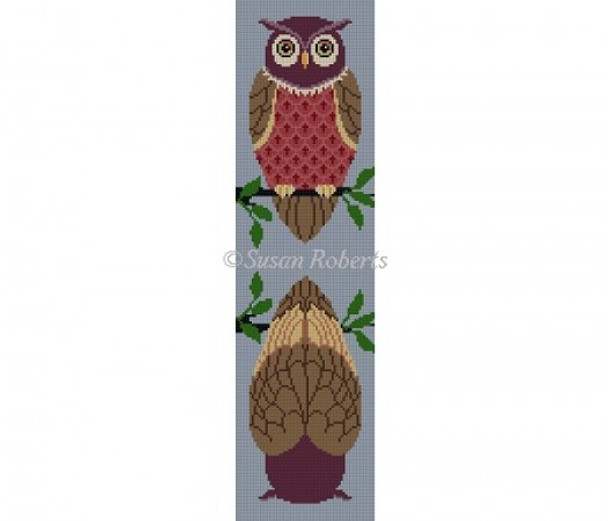 0655 Owl, eyeglass case 3.25" x 12.5"  18 Mesh Susan Roberts Needlepoint 