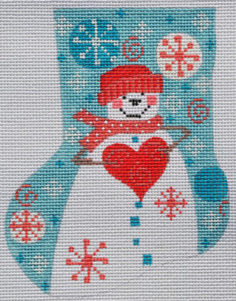 CH-161 Heart Snowman Mini Stocking 4 ¼ x 5 18 Mesh CH Designs