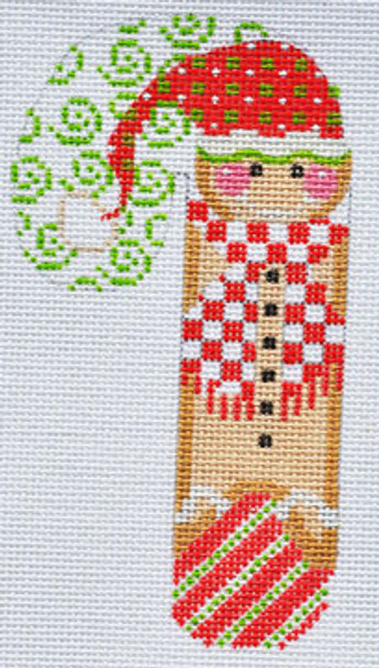 WTP-08 Red Gingerbread Candy Cane 2 ¾ x 5 ¼ 18 Mesh Danji Designs CH Designs