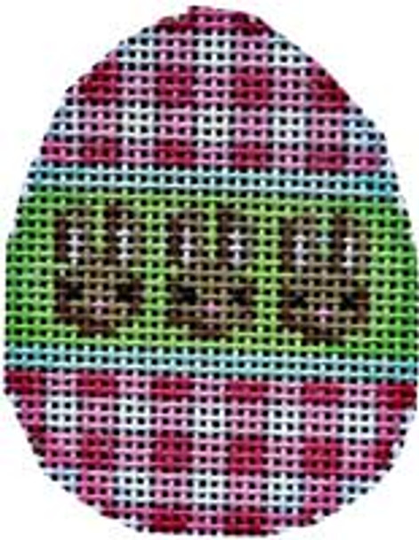 EG-603 Pink Gingham/Bunnies Mini Egg 2x2.5 18 Mesh Associated Talents 