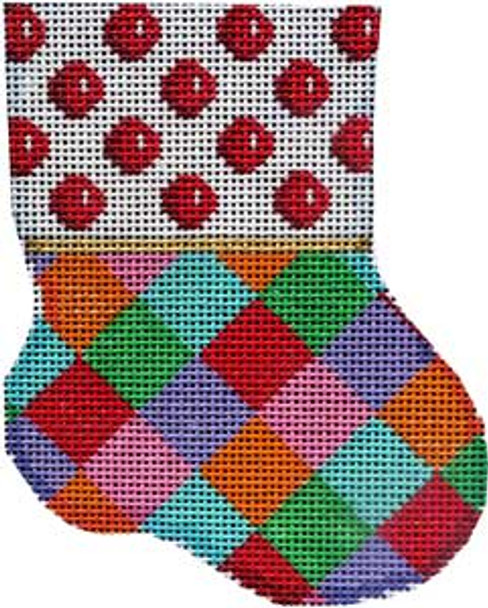 CT-1908 Red Coin Dot/Harlequin Mini Sock 3.25x4.25 18 Mesh Associated Talents 