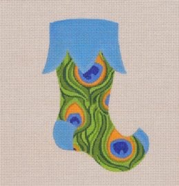 MS03 Wild Mini Stocking, Peacock 3.75 x 5.25  18 Mesh Pepperberry Designs 