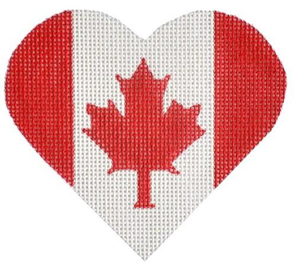 HT16 Canadian Flag Heart 3.25 x 3.75 18 Mesh Pepperberry Designs 