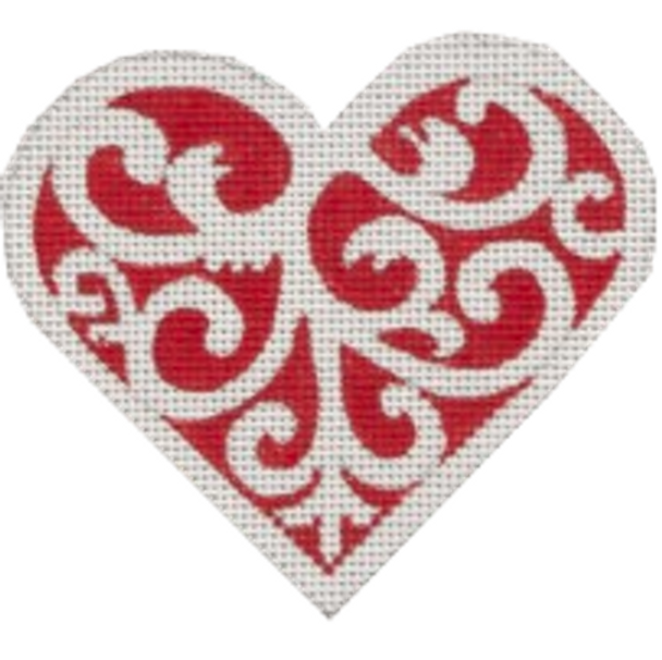 HT03 Red & White Scroll 3.25 x 3.75  18 Mesh Pepperberry Designs 