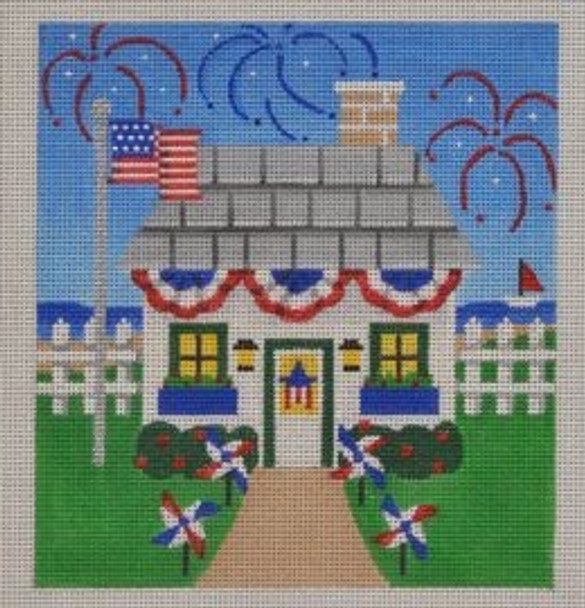 HH04 Patriotic Holiday House 5.5 x 6 18 Mesh Pepperberry Designs 