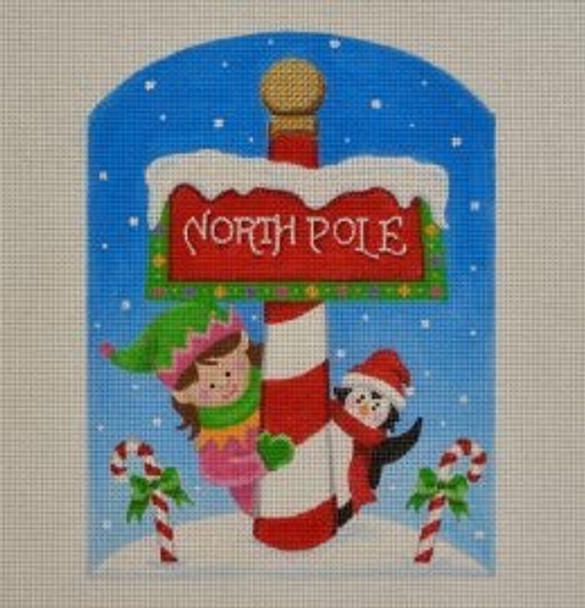 NP04  North Pole Sign 6 x8 18 Mesh Pepperberry Designs 