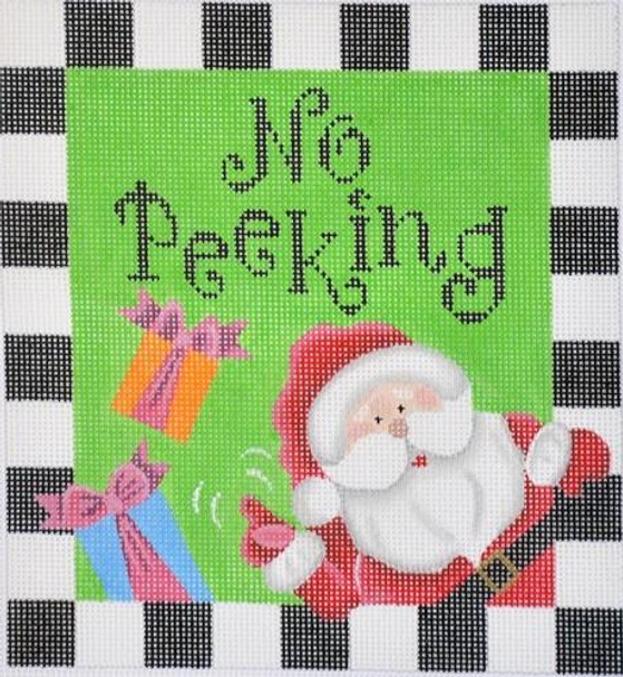 SAN01 No Peeking Santa 6.75 x 7.25 18 Mesh Pepperberry Designs 