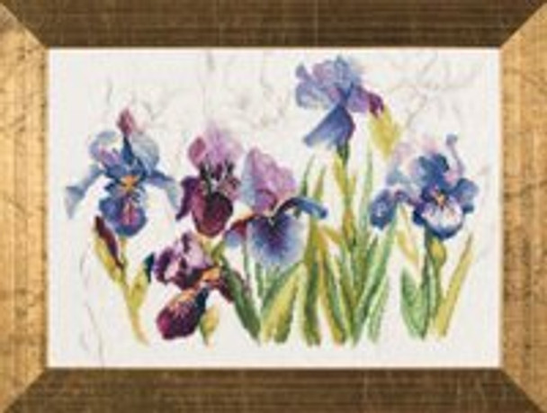 PN8027 Lanarte Kit Blue Flowers Iris 16" x 12"; Linen; 30ct