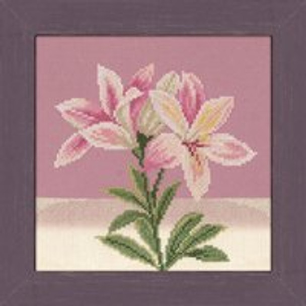 PN8150 Lanarte Kit Pink White Lily 8" x 8"; Evenweave; 27ct