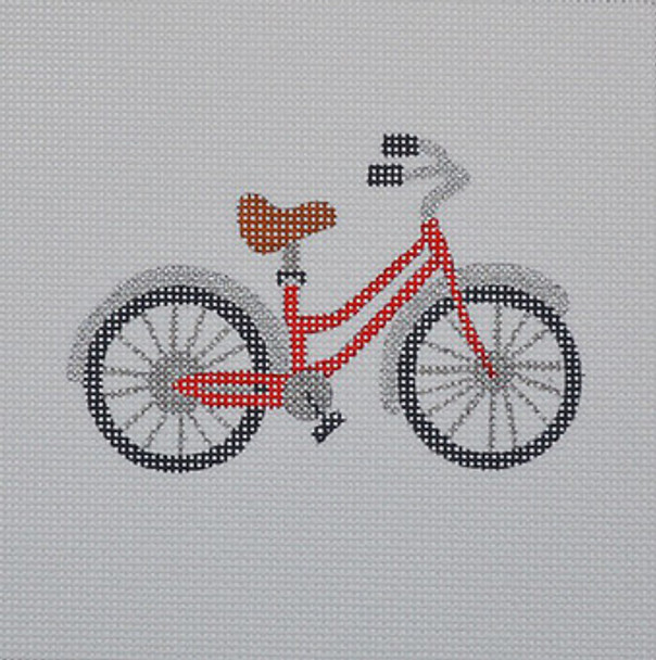 JKNA-­010 Red Bicycle  5" x 5" 18 Mesh Judy Keenan NeedleArts  (Canvas And Thread)