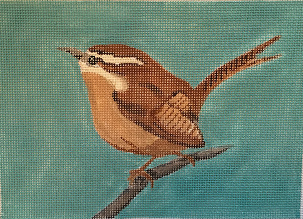 JKNA-­020 Carolina Wren  7" x 6"  18  Mesh Judy Keenan NeedleArts  (Canvas And Thread)