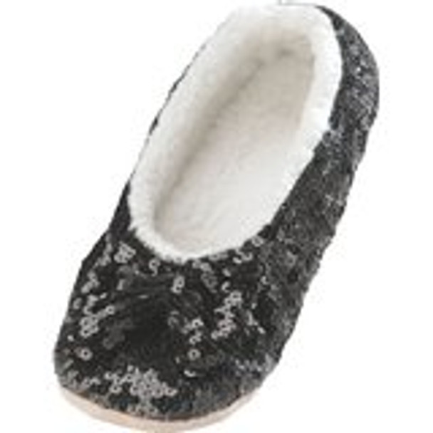 Black Size Small- Shoe Size 5/6 Snoozie Classic Bling Sequin Ballerina