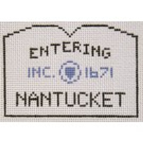 SS04i Nantucket Sign 3.75 x 2.5" 18 mesh Eddie & Ginger