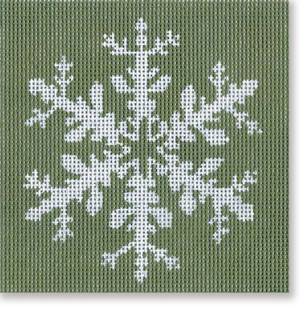 LM-XO 23 Snowflake- green background 4.5" 18 Mesh Laura Megroz 