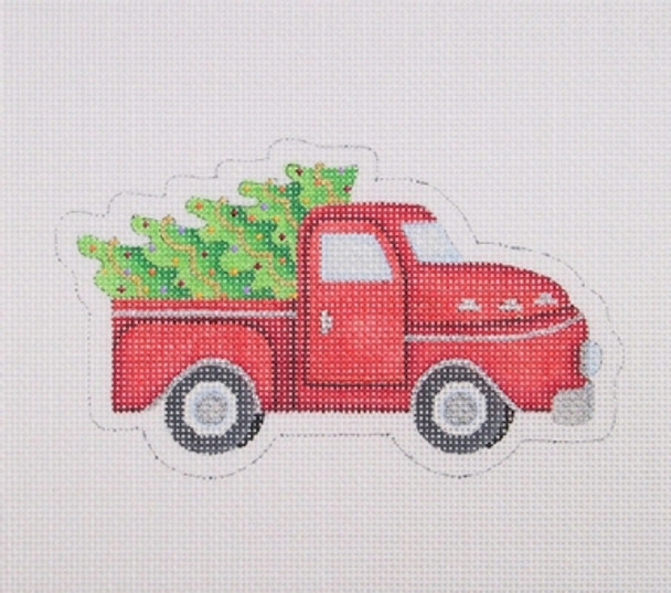 BB 1475 Red Pickup With Decorated Tree 3.5" x 5.25"18 Mesh	Burnett And Bradley