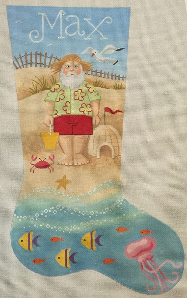 LL153A Labors Of Love  Beach Santa Stocking 13 12.75x21 