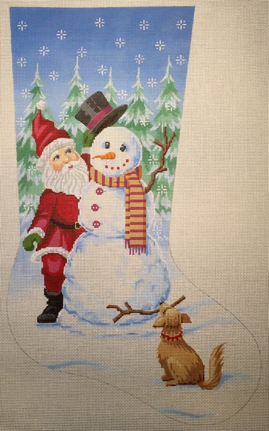 LL640 Santa and Snowman Stocking 12x20 Labors Of Love 13 Mesh