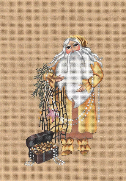 8357 Treasure Island Leigh Designs 5" x 8" 18 Mesh On Sandstone Leigh Designs Canvas Only SEASHORE SANTA