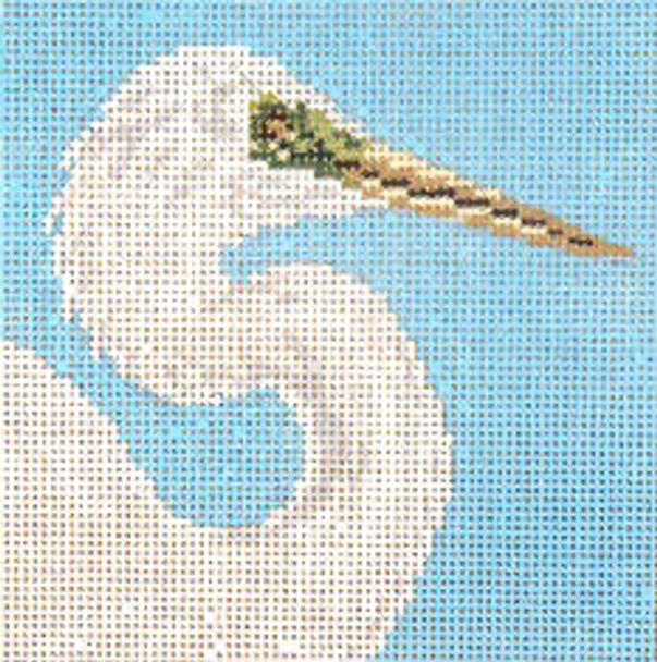 #1602-4  Great Egret 4” Sq. 18 Mesh Needle Crossings