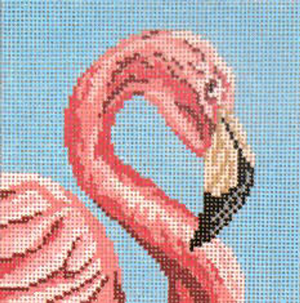 #1606-4  Pink Flamingo 4” Sq.  18 Mesh Needle Crossings