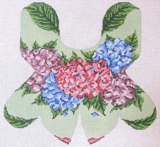 #7093  Hydrangea Frog	13 Mesh    11-1/2" x 11" Needle Crossings