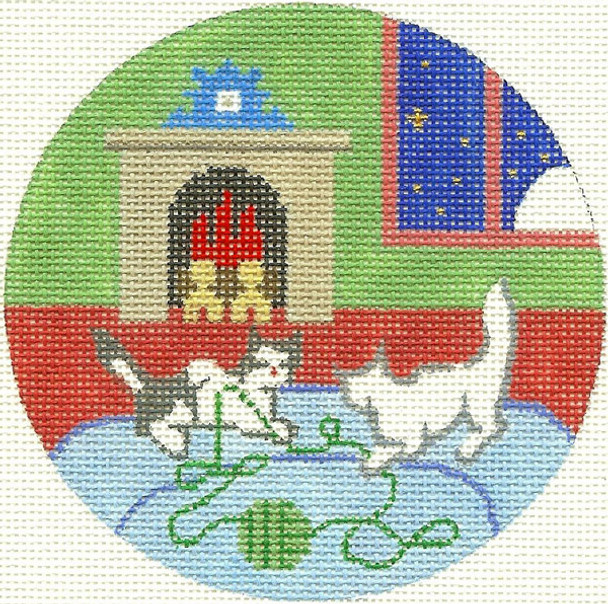 SN480	Kittens Ornament 4.25 RD.	18 Mesh Silver Needle Designs