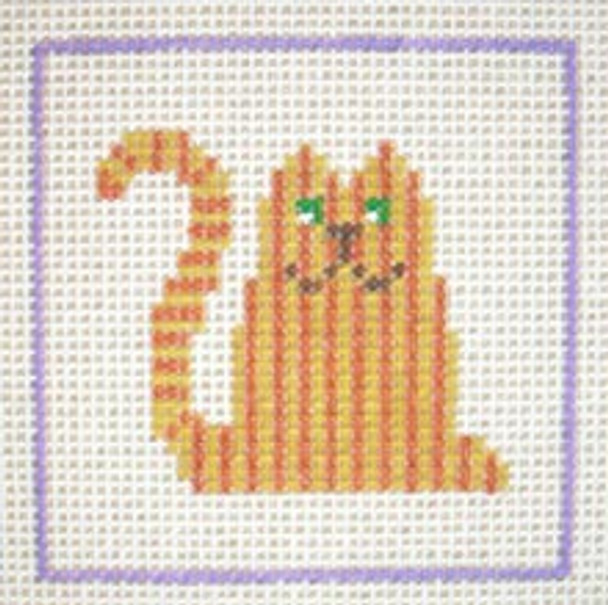 A13 Tabby Cat DeElda Needleworks Beginner Needlepoint kit