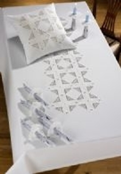 830599 Permin Kit White Hardanger Pillow 17" x 17"; Hardanger; 22ct