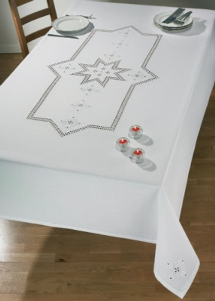 584624  Permin Kit Star Hardanger  Table Cloth 55" x 90.5"; Hardanger; 22ct