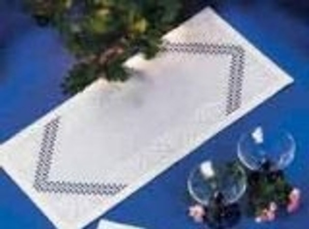 637668 Permin Kit White table runner 12" x 26"; Hardanger; 22ct